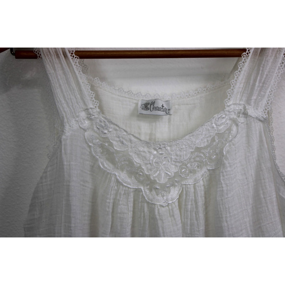 VTG 2 pc High Waisted Nightie Short Shorts & Top Pajama Lounge Set White Gauze L - Picture 9 of 16